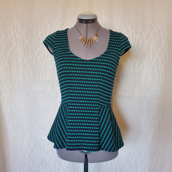 Anthro 9-h15 StCl Peplum short sleeve top size xs - Picture 1 of 8